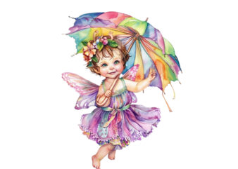 watercolor baby fairy umbrella