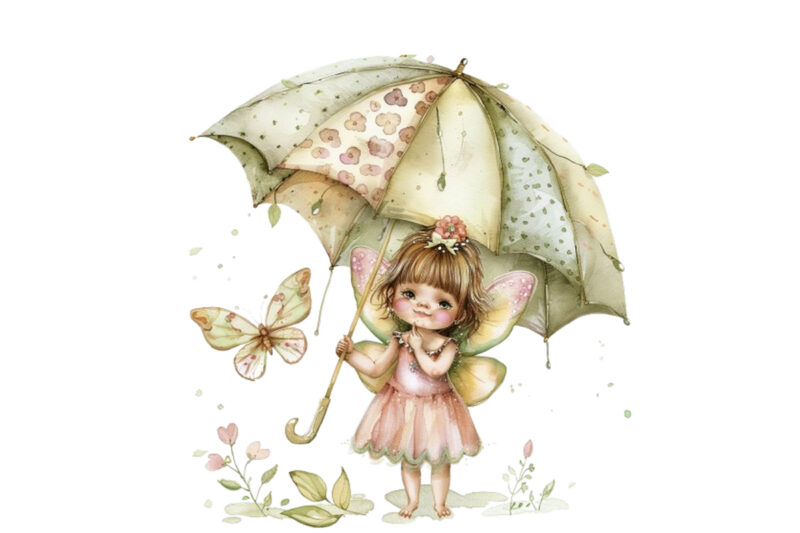 watercolor baby fairy umbrella