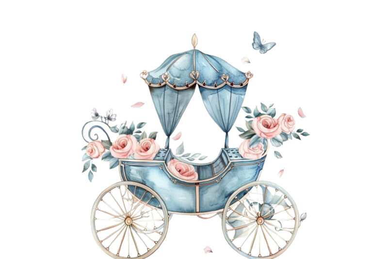 watercolor beautiful Romantic Carriage clipart