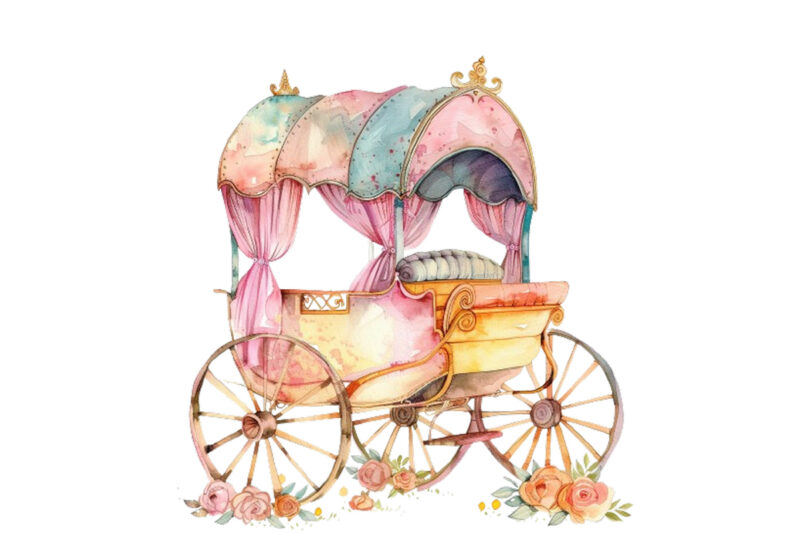 watercolor beautiful Romantic Carriage clipart