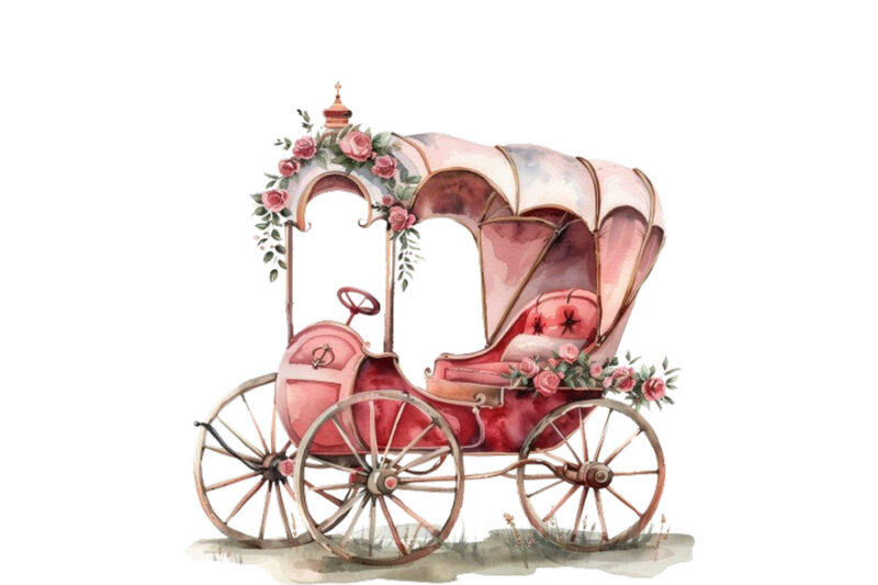 watercolor beautiful Romantic Carriage clipart