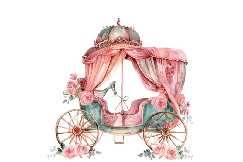 watercolor beautiful Romantic Carriage clipart