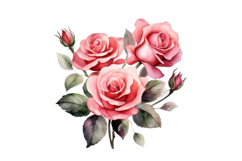 watercolor beautiful rose bouquet romantic flower