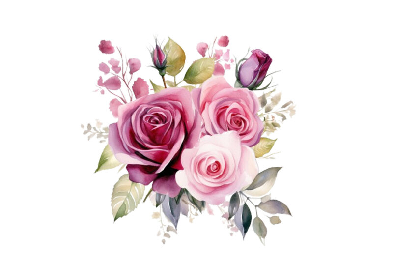 watercolor beautiful rose bouquet romantic flower