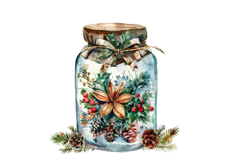 watercolor christmas event in jar