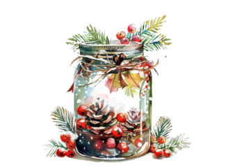 watercolor christmas event in jar t shirt design for sale