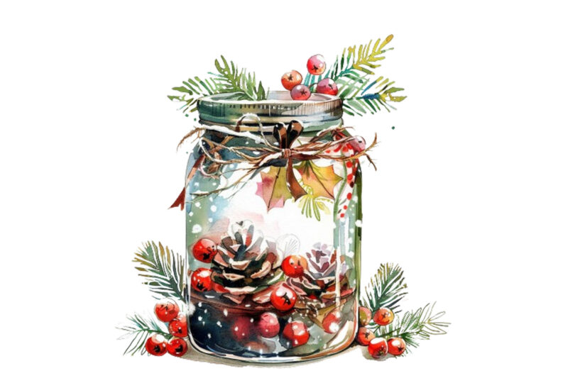 watercolor christmas event in jar