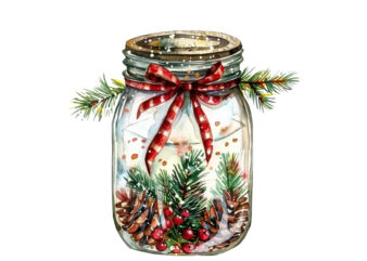 watercolor christmas event in jar t shirt design for sale