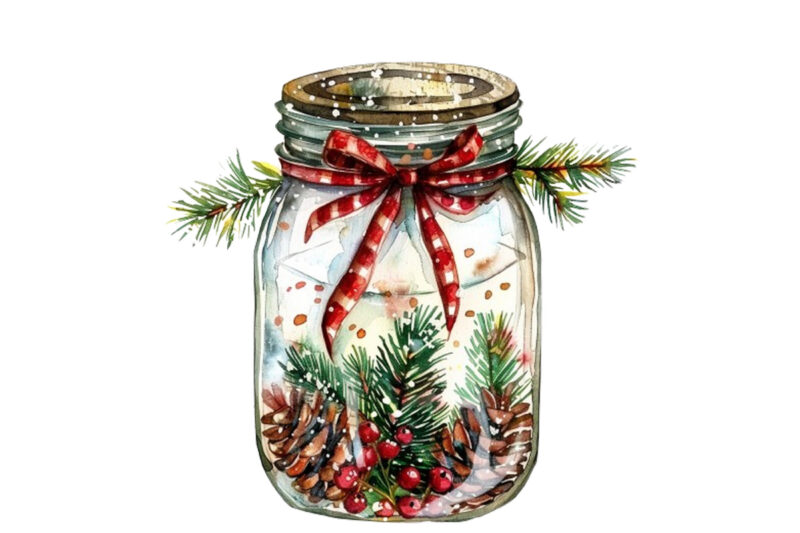 watercolor christmas event in jar