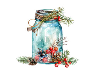 watercolor christmas event in jar t shirt design for sale