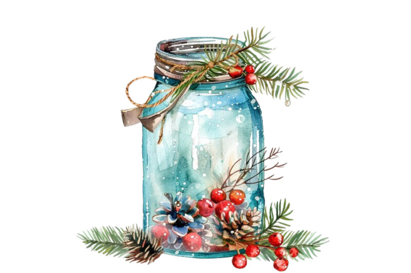 watercolor christmas event in jar