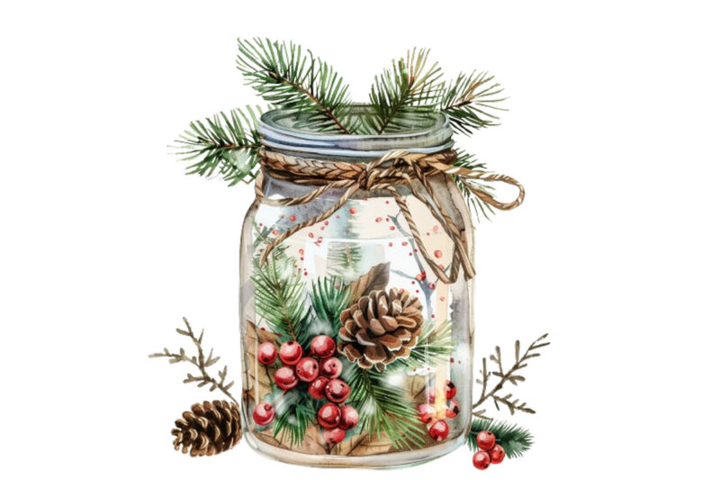 watercolor christmas event in jar