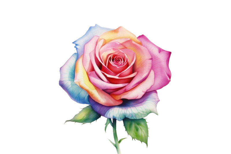 watercolor colourfull rose