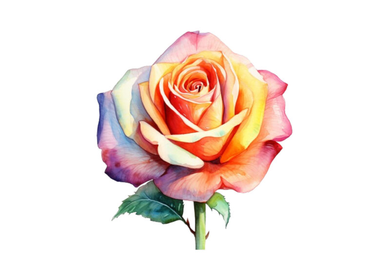 watercolor colourfull rose