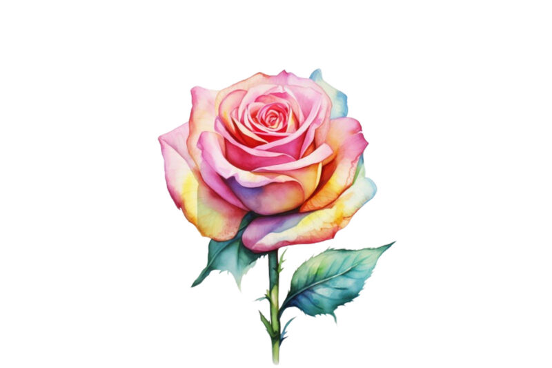 watercolor colourfull rose