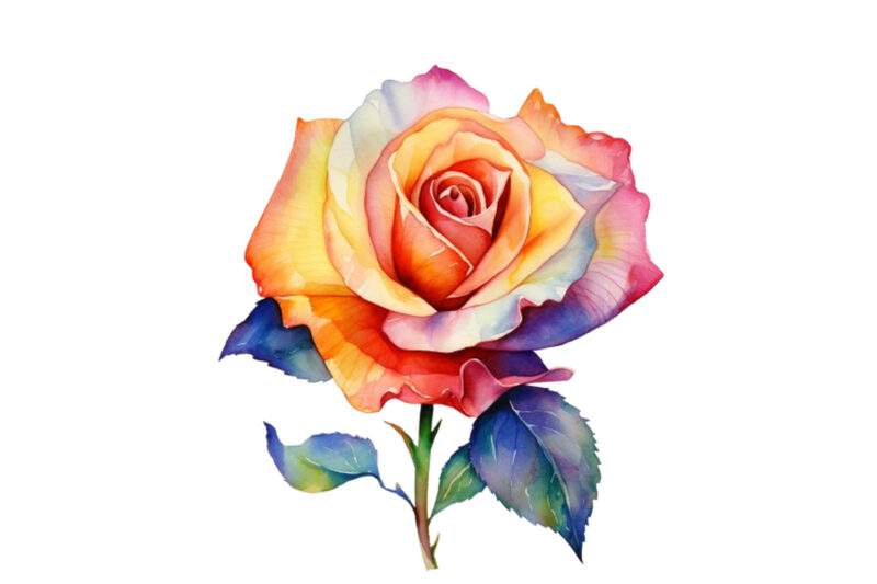 watercolor colourfull rose