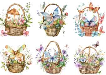 watercolor fairy basket clipart t shirt design for sale