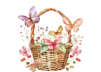 watercolor fairy basket clipart t shirt design for sale