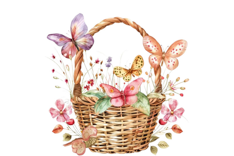 watercolor fairy basket clipart