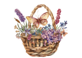 watercolor fairy basket clipart t shirt design for sale