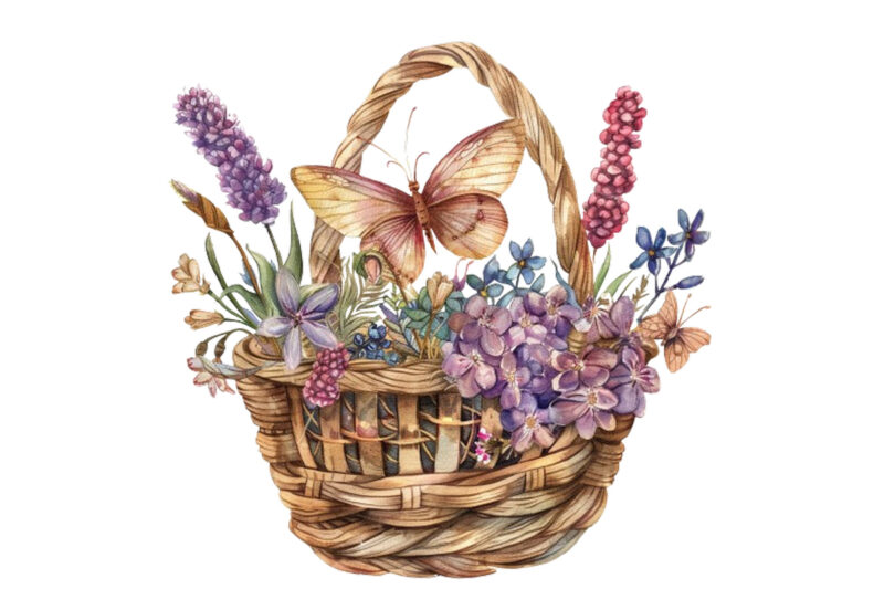 watercolor fairy basket clipart