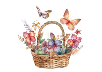 watercolor fairy basket clipart t shirt design for sale