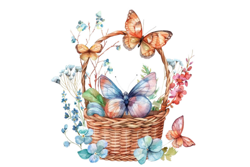 watercolor fairy basket clipart