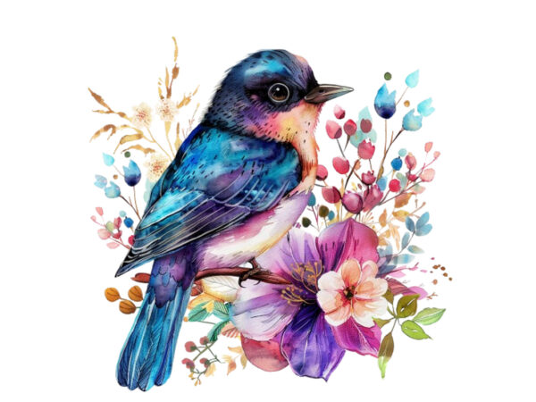 Watercolor fairy bird clipart t shirt design for sale