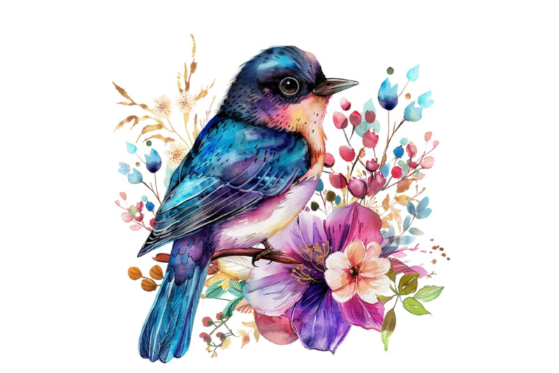 watercolor fairy bird clipart