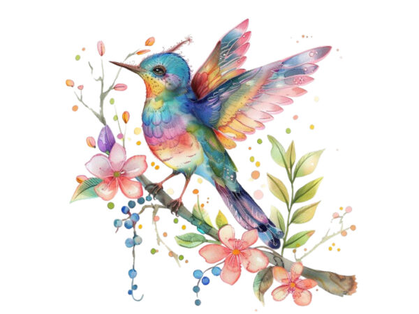 Watercolor fairy bird clipart t shirt design for sale