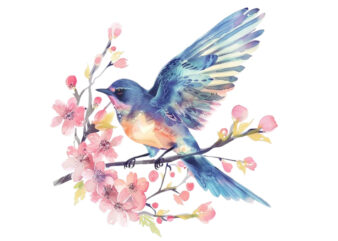 watercolor fairy bird clipart t shirt design for sale