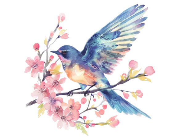 Watercolor fairy bird clipart t shirt design for sale