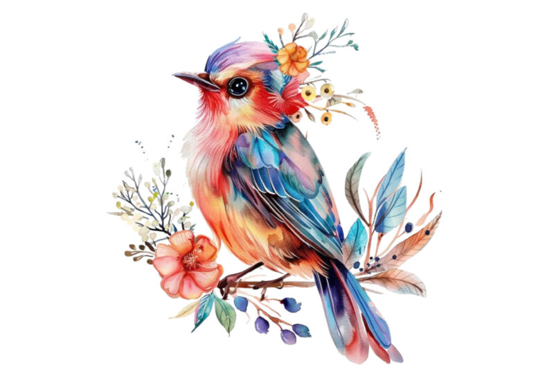 watercolor fairy bird clipart