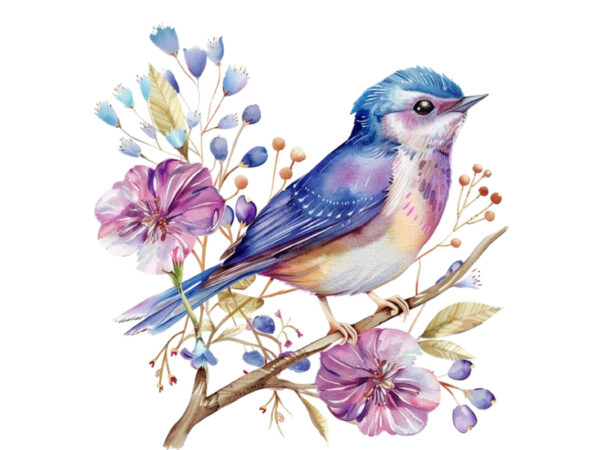 Watercolor fairy bird clipart t shirt design for sale