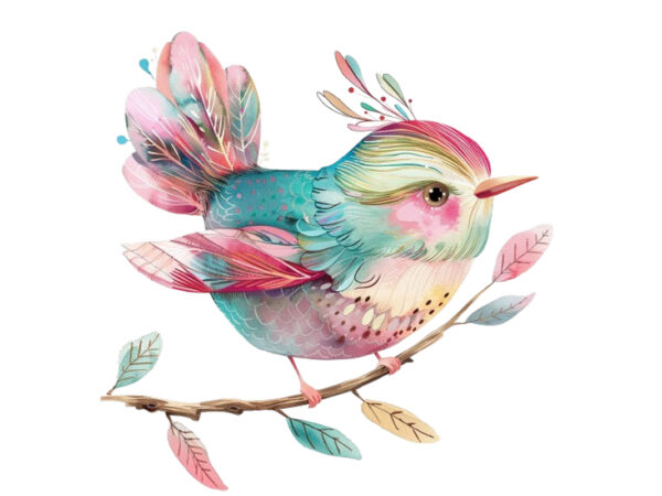 Watercolor fairy bird clipart t shirt design for sale