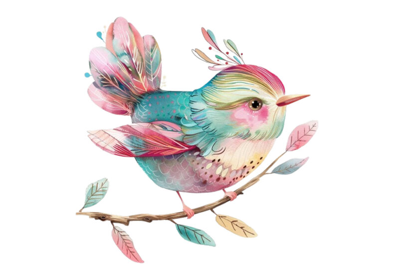 watercolor fairy bird clipart