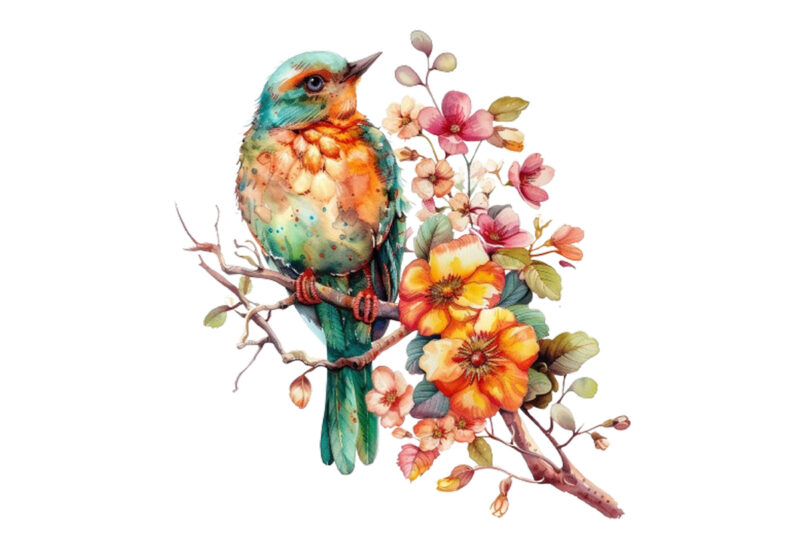 watercolor fairy bird clipart