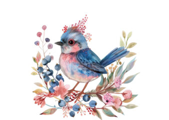 watercolor fairy bird clipart t shirt design for sale