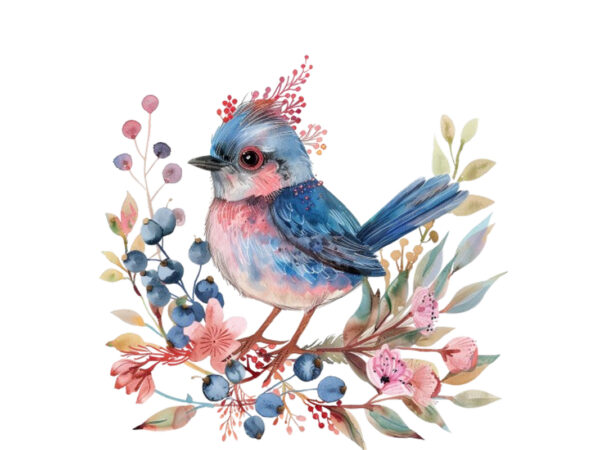 Watercolor fairy bird clipart t shirt design for sale