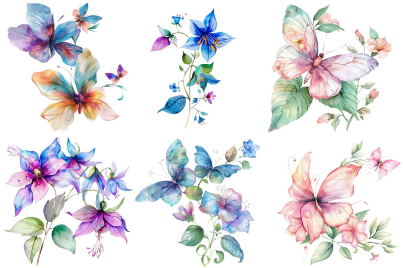 watercolor fairy flower clipart