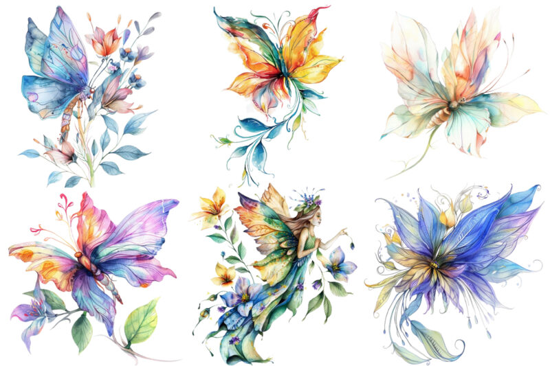 watercolor fairy flower clipart