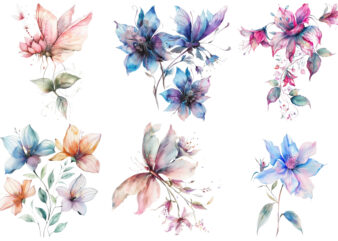 watercolor fairy flower clipart