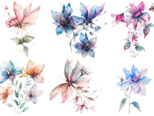 Watercolor fairy flower clipart t shirt design for sale