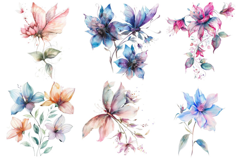 watercolor fairy flower clipart