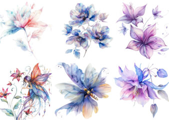 watercolor fairy flower clipart t shirt design for sale