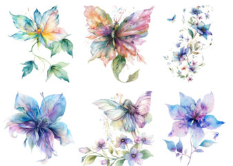 watercolor fairy flower clipart