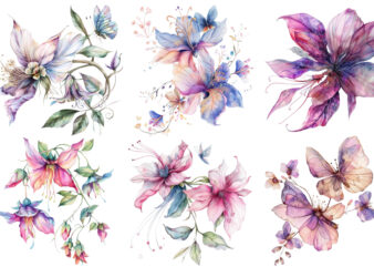 watercolor fairy flower clipart t shirt design for sale