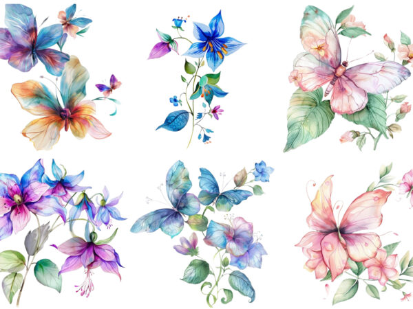 Watercolor fairy flower clipart t shirt design for sale