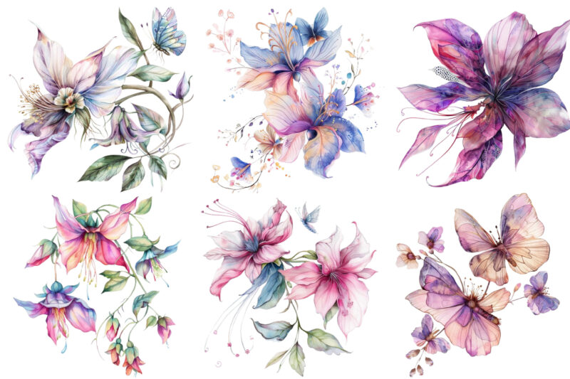 watercolor fairy flower clipart