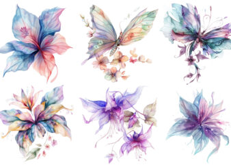 watercolor fairy flower clipart